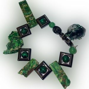Jasper malechite and hematite bracelet